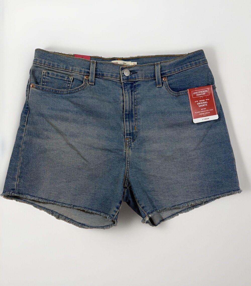 Levi Strauss Signature Vintage Original Shorts Women’s 12 Mid Rise Stretch NWT